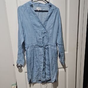 Lou & Grey Light Blue Long Sleeve Dress Size Xsmall